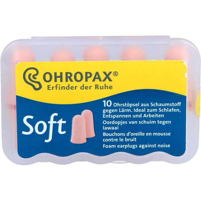 OHROPAX Soft weiche Ohrstöpsel aus Schaumstoff, 10 pc Bouchons d'oreilles