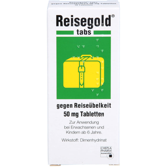 Reisegold tabs Tabletten gegen Reiseübelkeit, 10 pc Tablettes