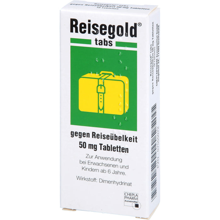 Reisegold tabs Tabletten gegen Reiseübelkeit, 10 St. Tabletten