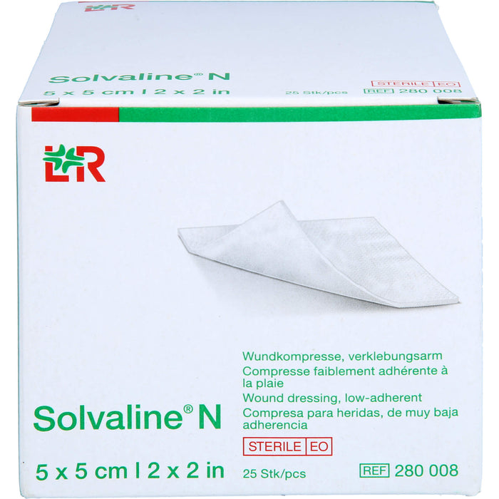 Solvaline N Wundkompresse, verklebungsarm 5 x 5 cm, 25 pcs. Compresses