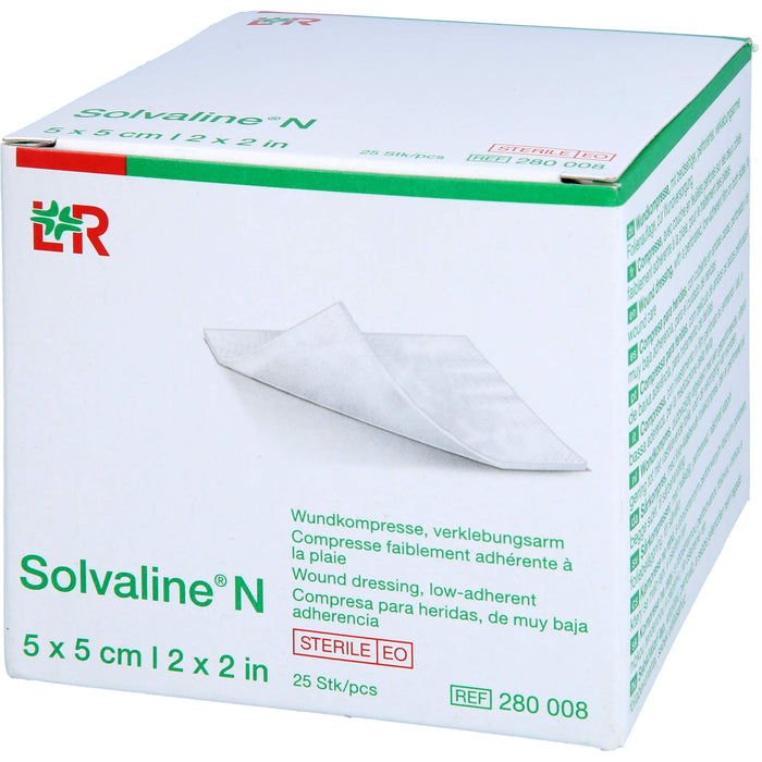 Solvaline N Wundkompresse, verklebungsarm 5 x 5 cm, 25 pcs. Compresses