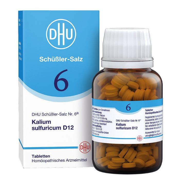 DHU Schüßler-Salz Nr. 6 Kalium sulfuricum D12 – Das Mineralsalz der Entschlackung – das Original – umweltfreundlich im Arzneiglas, 420 St. Tabletten