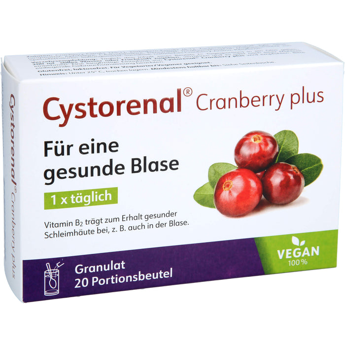 QUIRIS Cystorenal Cranberry plus Pulver für eine gesunde und starke Blase, mit Kürbiskernextrakt, Vitamin B2 und C, 20 pcs. Sachets