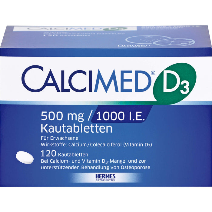 CALCIMED D3 500mg / 1000 I.E. Kautabletten, 120 pc Tablettes