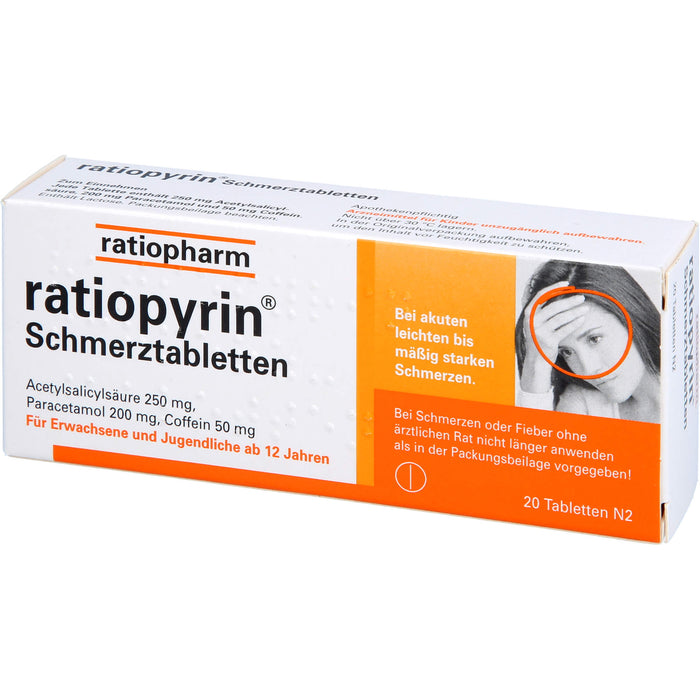 ratiopyrin Schmerztabletten, 20 pcs. Tablets