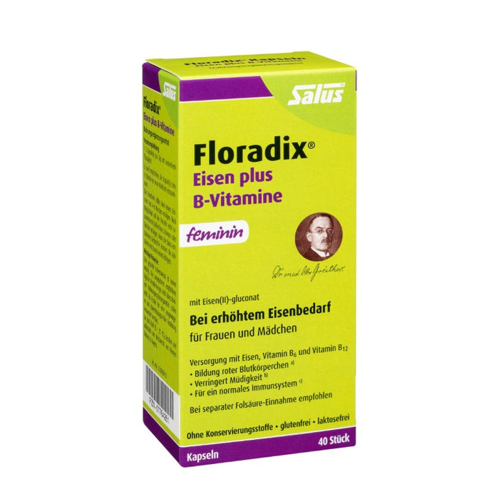 Floradix Eisen plus B-Vitamine feminin Kapseln, 40 St. Kapseln