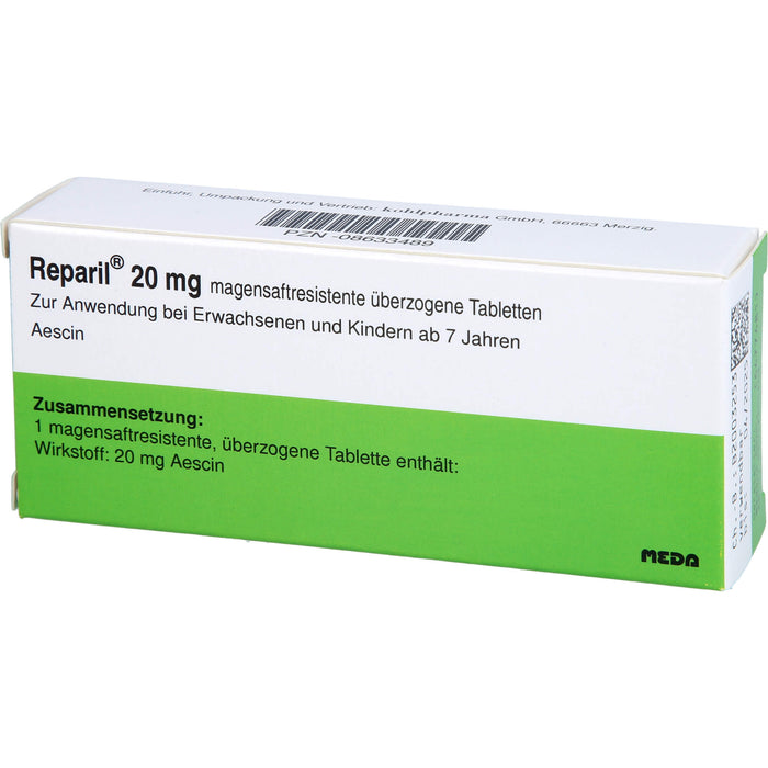 Reparil Dragees kohlpharma, 20 mg, magensaftresistente, überzogene Tablette, 50 St UTA