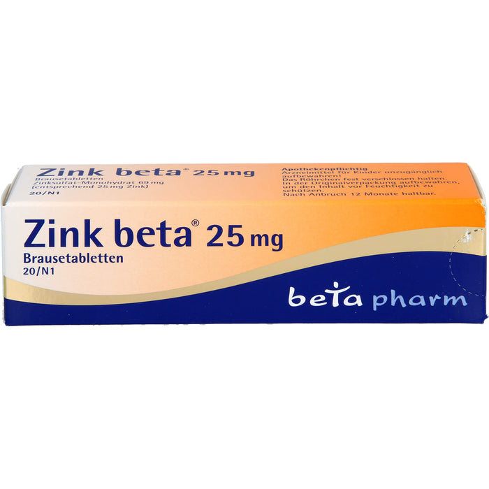 Zink beta 25 mg Brausetabletten, 20 pc Tablettes