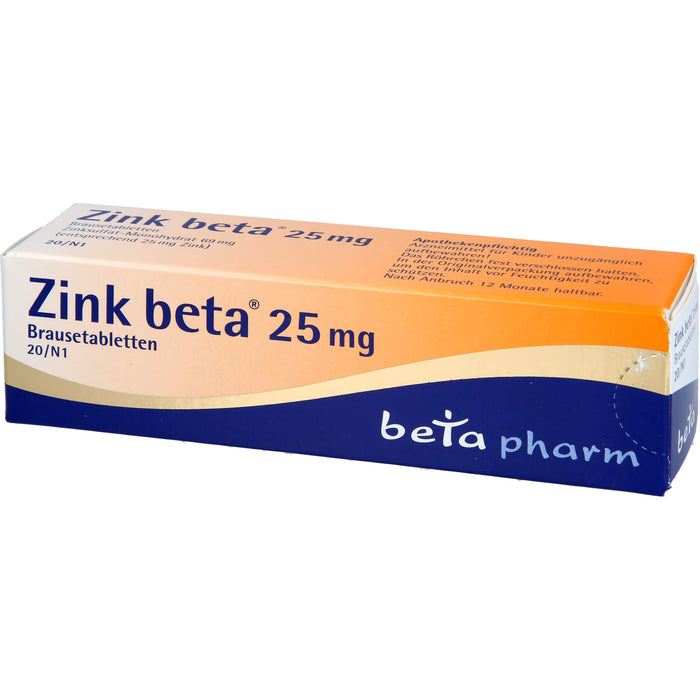 Zink beta 25 mg Brausetabletten, 20 St. Tabletten