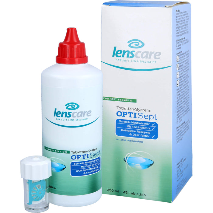 Lenscare OptiSept 350ml + 45 Tabl. + 1 Beh, 1 P KPG