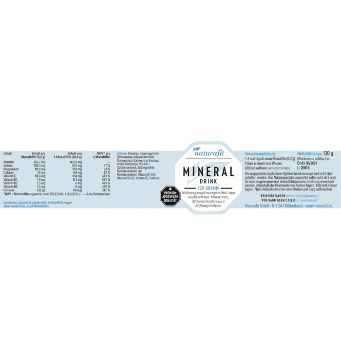 naturafit Mineraldrink Pulver, 120 g Pulver