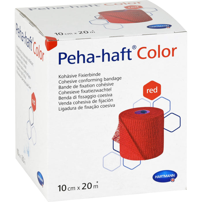 HARTMANN Peha-haft Color Fixierbinde latexfrei 10 cm x 20 m rot, 1 St. Binde