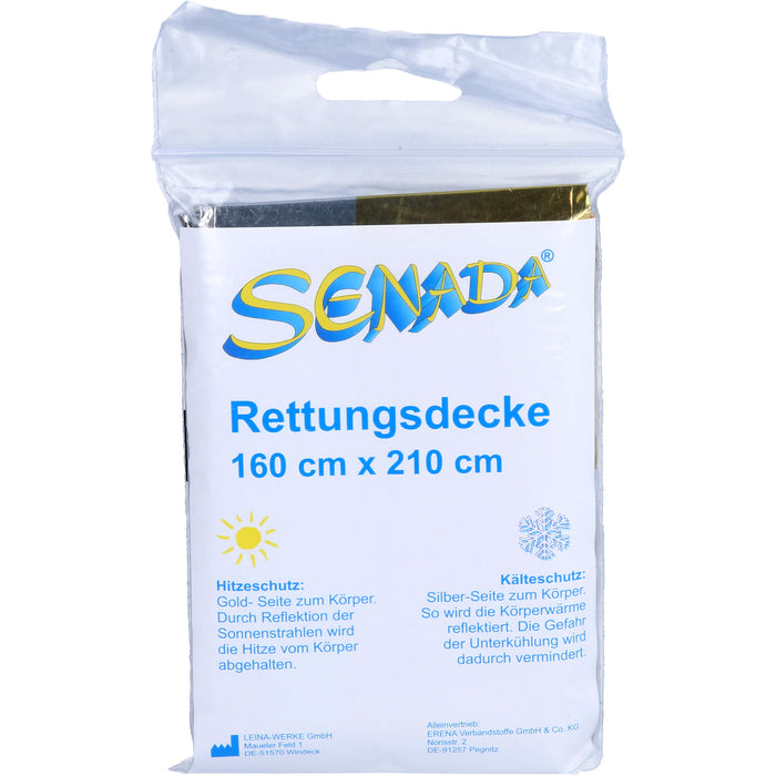 SENADA Rettungsdecke 210 x 160 cm Hitze- und Kälteschutz für die erste Hilfe, 1 St. Packung