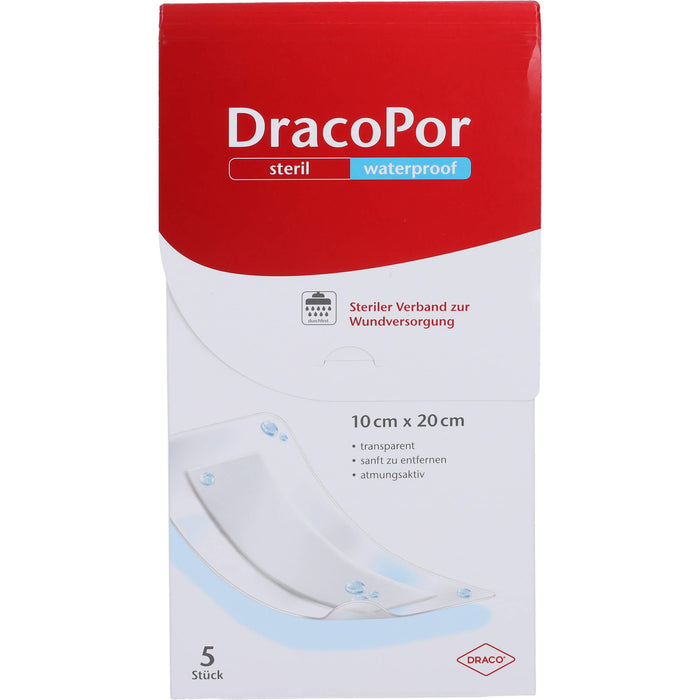 DracoPor waterproof steriler Wundverband 10 cm x 20 cm transparent, 5 pc Pansements