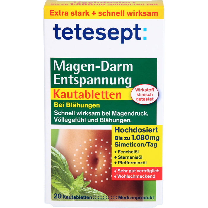 tetesept Magen-Darm Entspannung Kautabletten, 20 pc Tablettes