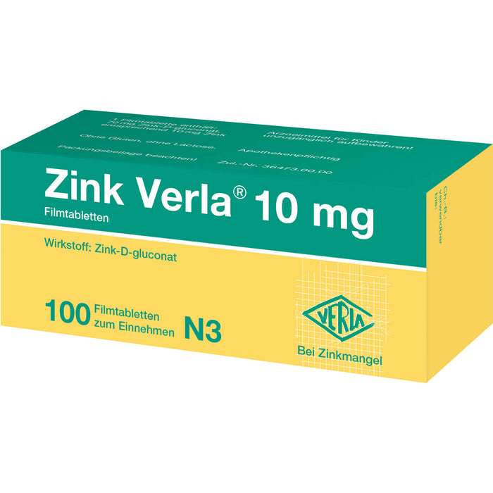 Zink Verla 10 mg Filmtabletten, 100 St. Tabletten