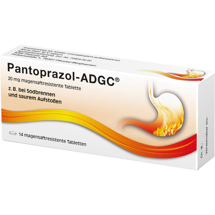 Pantoprazol-ADGC 20 mg Tabletten bei Sodbrennen, 14 pcs. Tablets