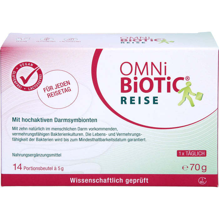 OMNi-BiOTiC Reise mit aktiven und vermehrungsfähigen Darmsymbionten für Reisen, 14 pc Sachets