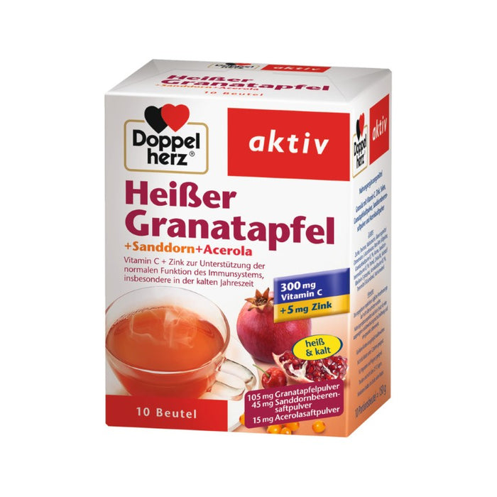 Doppelherz Heißer Granatapfel + Sanddorn + Acerola Pulver, 10 pc Sachets