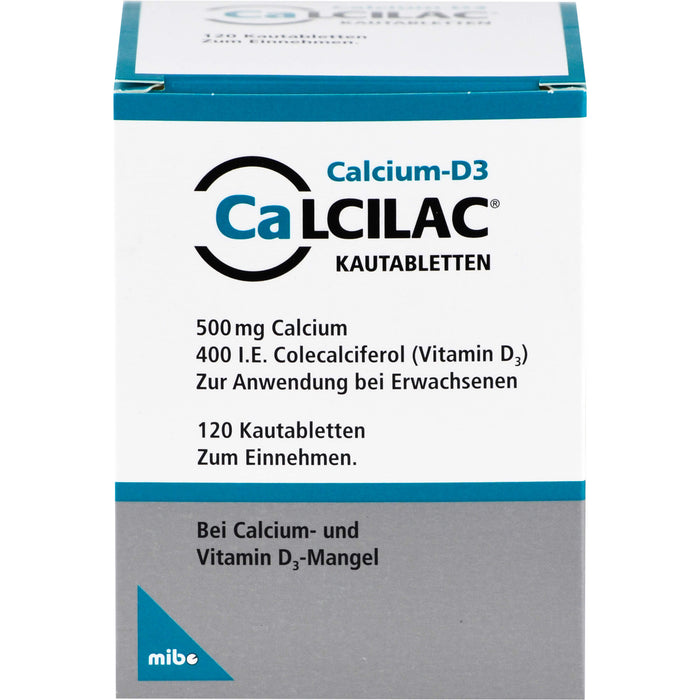 CaLCILAC 500 mg Calcium / 400 I.E. Colecalciferol Kautabletten, 120 pcs. Tablets