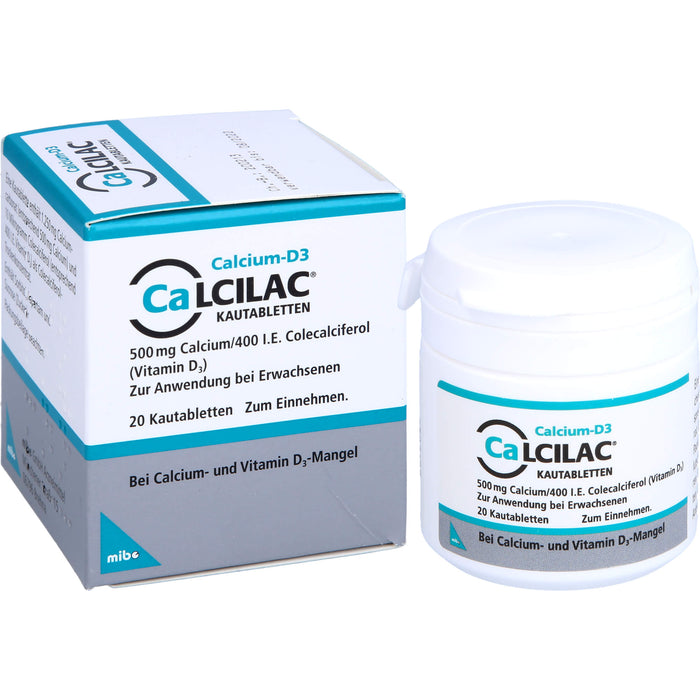 Calcilac Kautabletten 500 mg/400 I.E., 20 St KTA