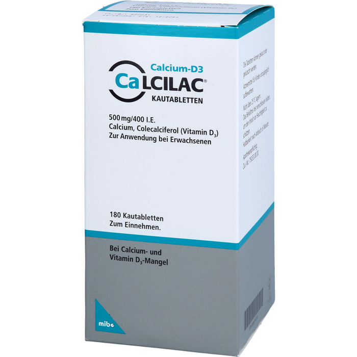 Calcilac Kautabletten 500 mg / 400 I.E., 180 pc Tablettes