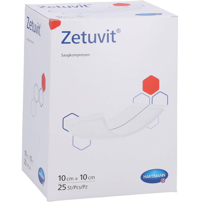 ZETUVIT Saugkompresse steril 10x10cm, 25 St KOM