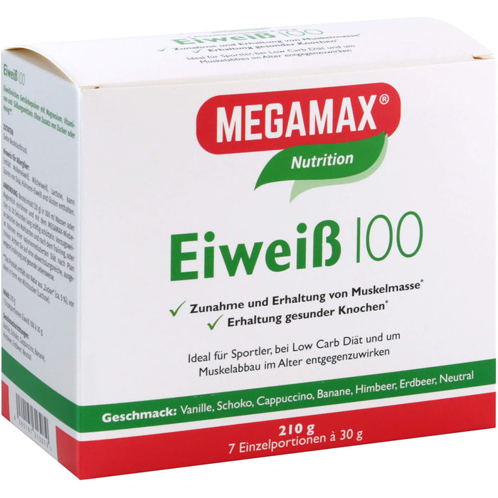 MEGAMAX Basic & Active Eiweiß 100 Pulver Geschmack-Mix, 210 g Pulver