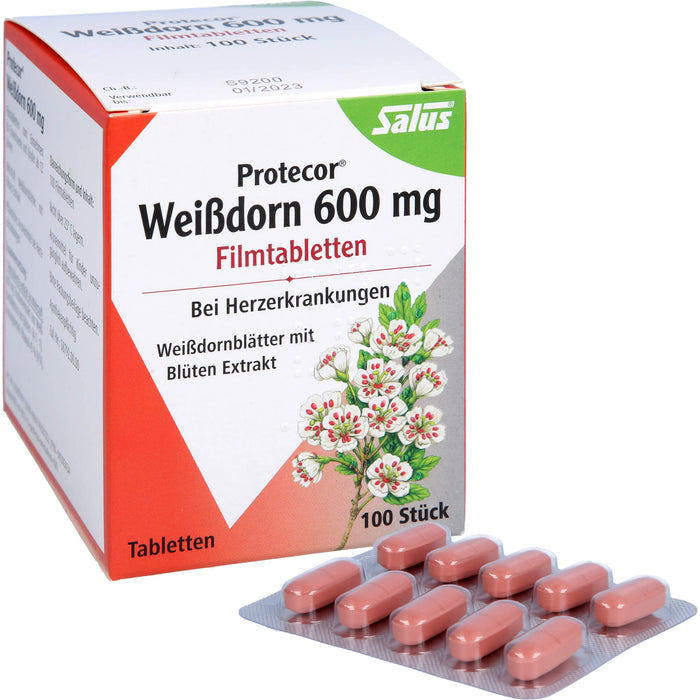 Salus Protecor Weissdorn 600 mg Filmtabletten bei Herzerkrankungen, 100 pc Tablettes