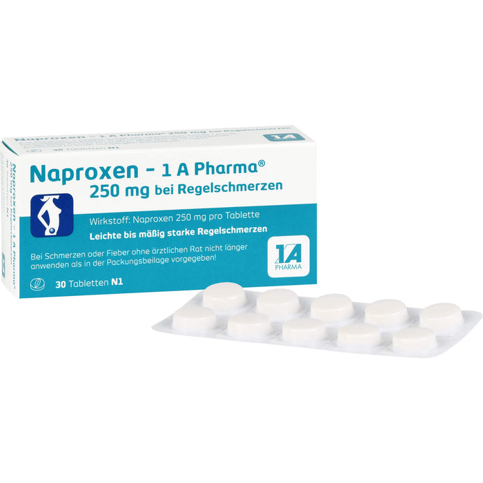 Naproxen - 1 A Pharma 250 mg Tabletten bei Regelschmerzen, 30 St. Tabletten