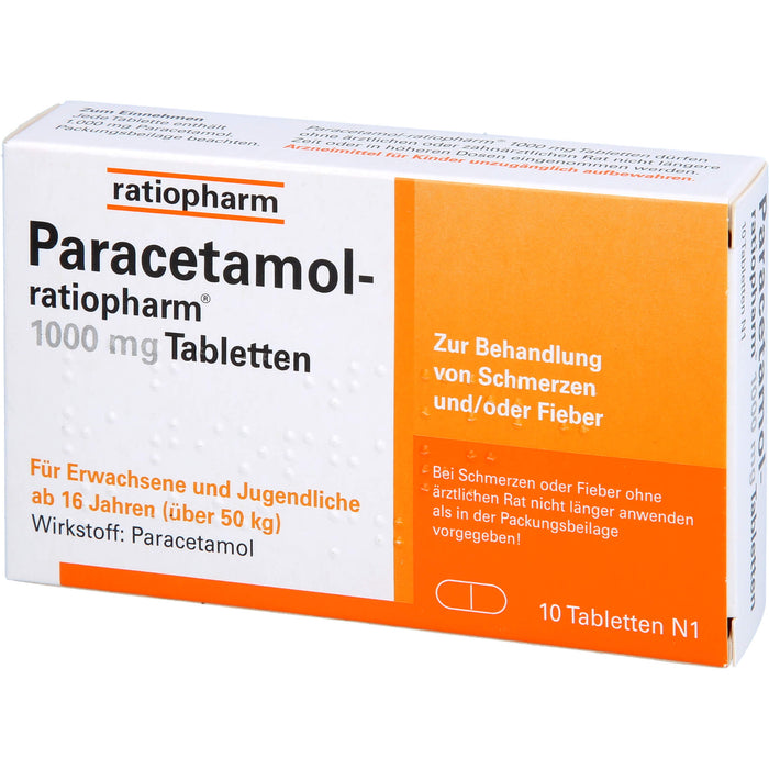 Paracetamol-ratiopharm 1000 mg Tabletten, 10 pc Tablettes