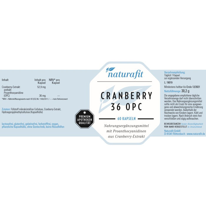 naturafit Cranberry 36 OPC Kapseln, 60 St. Kapseln