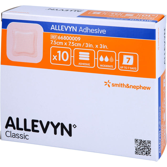 ALLEVYN Adhesive 7,5x7,5cm haftende Wundauflage, 10 St VER