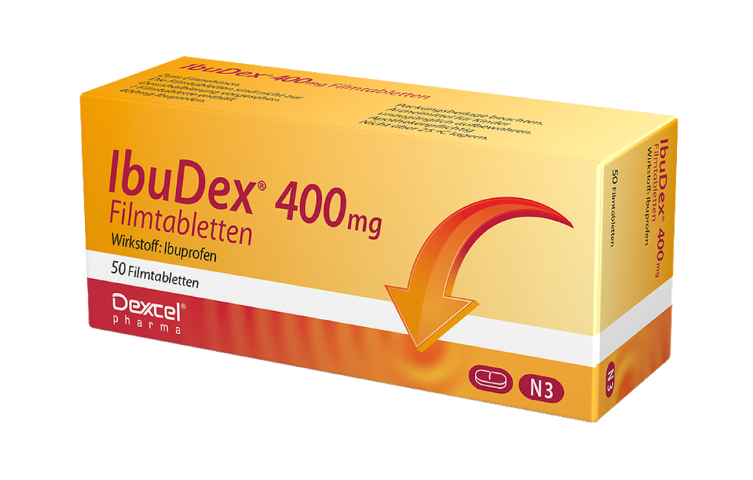 IbuDex 400 mg Filmtabletten bei Schmerzen und Fieber, 50 pcs. Tablets