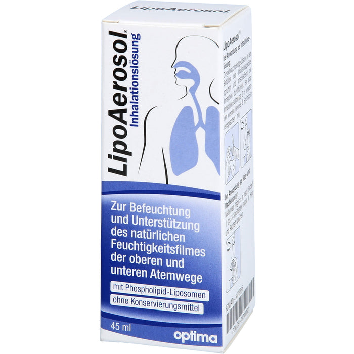 LipoAerosol Inhalationslösung und Rachenspray, zur Befeuchtung und Unterstützung des natürlichen Feuchtigkeitsfilmes der oberen und unteren Atemwege, ohne Konservierungsmitte, 45 ml Solution