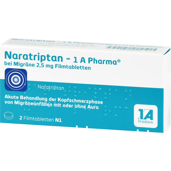 Naratriptan - 1 A Pharma bei Migräne 2,5 mg Filmtabletten, 2 pcs. Tablets