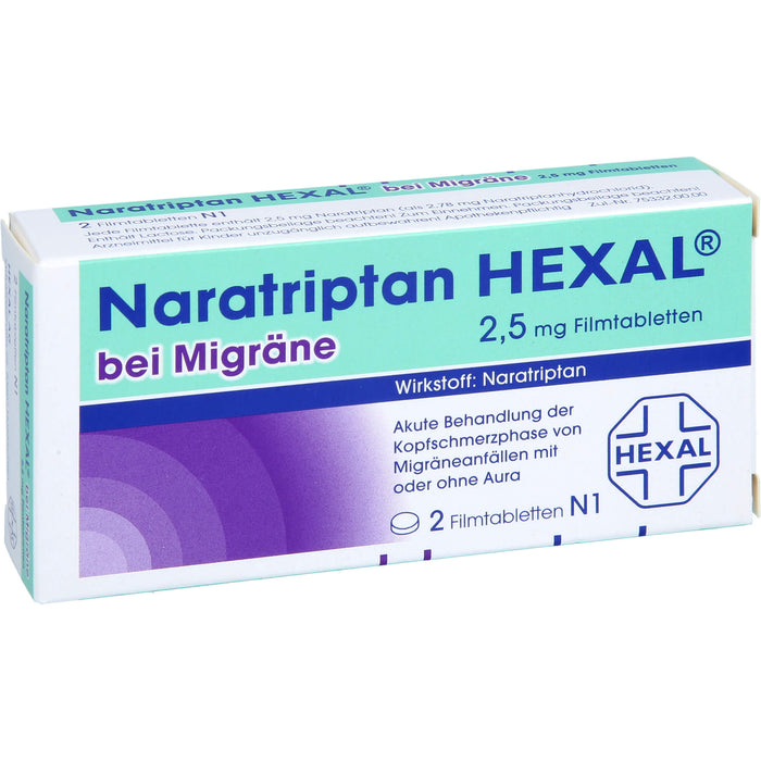 Naratriptan HEXAL bei Migräne Filmtabletten, 2 pc Tablettes