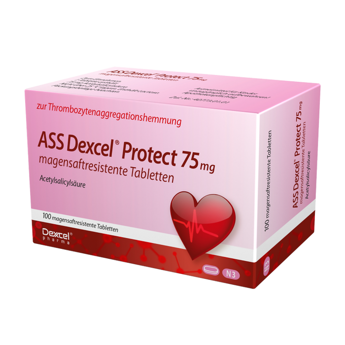 ASS Dexcel Protect 75 mg Tabletten bei Herz-Kreislauf-Erkrankungen, 100 pcs. Tablets