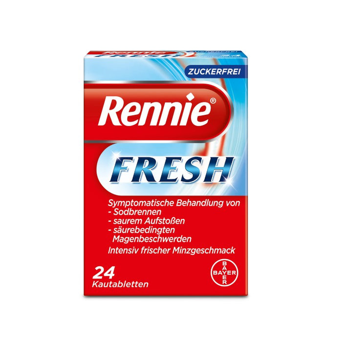 Rennie Fresh zuckerfrei Kautabletten bei Sodbrennen, 24 pc Tablettes