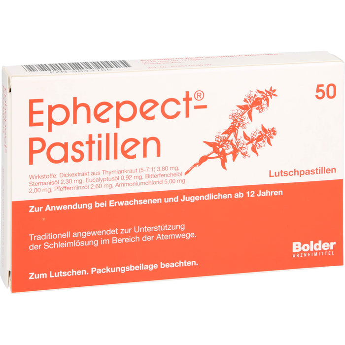 Ephepect Lutschpastillen zur Unterstützung der Schleimlösung im Bereich der Atemwege, 50 pcs. Pastilles