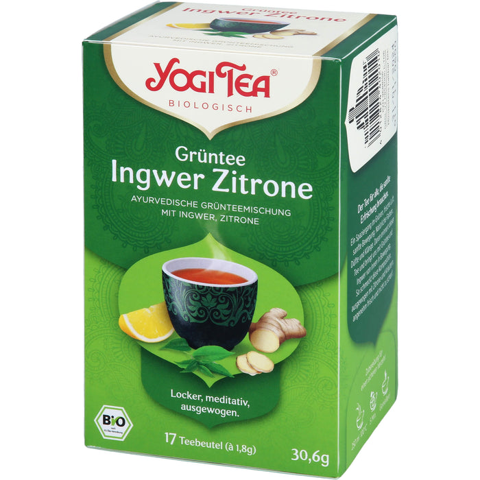 YOGI TEA Grüntee Ingwer Zitrone ayurvedische Grünteemischung, 17 St. Filterbeutel