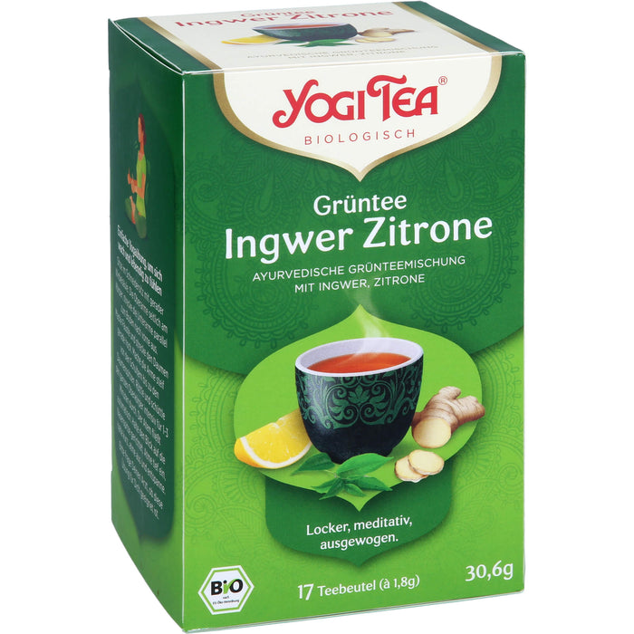 YOGI TEA Grüntee Ingwer Zitrone ayurvedische Grünteemischung, 17 St. Filterbeutel