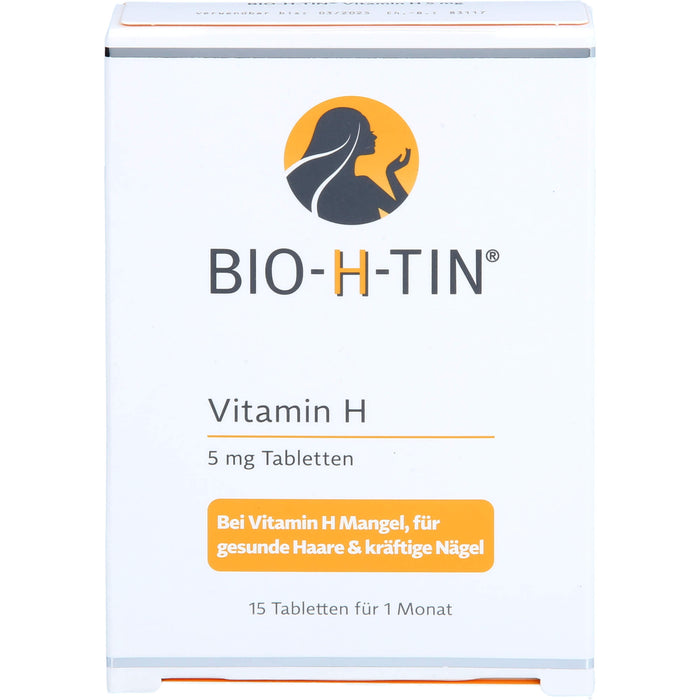 BIO-H-TIN Vitamin H 5 mg Tabletten für gesunde Haare & kräftige Nägel, 15 pcs. Tablets