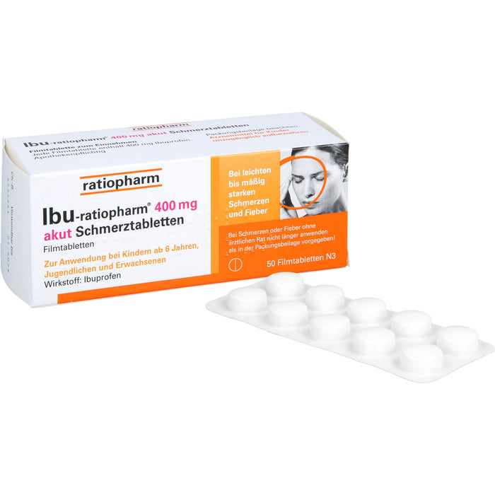 IBU-ratiopharm akut 400 mg Schmerztabletten, 50 St. Tabletten