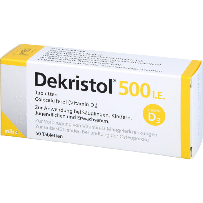 Dekristol 500 I.E. Tabletten bei Vitamin-D-Mangelerkrankungen und zur unterstützenden Behandlung der Osteoporose, 50 pcs. Tablets