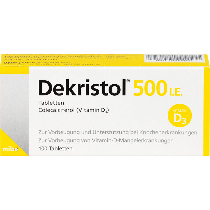 Dekristol 500 I.E. Tabletten bei Vitamin-D-Mangelerkrankungen und zur unterstützenden Behandlung der Osteoporose, 100 pcs. Tablets