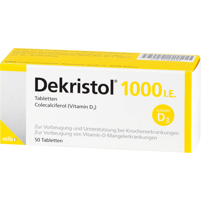 Dekristol 1000 I.E. Tabletten bei Vitamin-D-Mangelerkrankungen und zur unterstützenden Behandlung der Osteoporose, 50 pc Tablettes