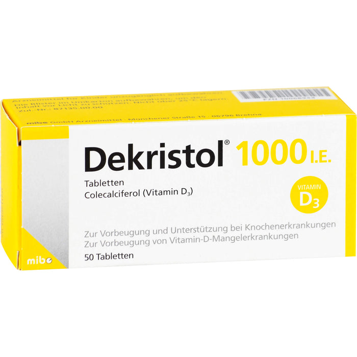 Dekristol 1000 I.E. Tabletten bei Vitamin-D-Mangelerkrankungen und zur unterstützenden Behandlung der Osteoporose, 50 pc Tablettes