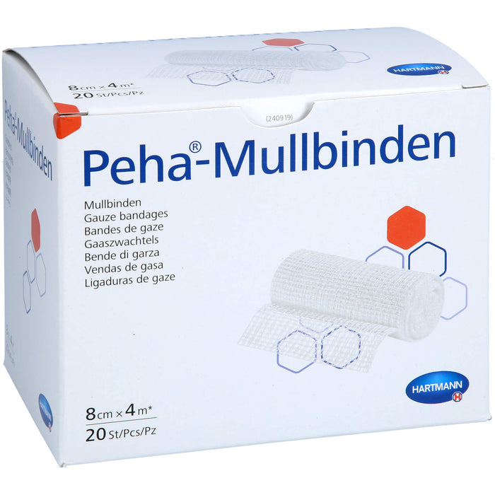 HARTMANN Peha-Mullbinden 8 cm x 4 m, 20 St. Binde