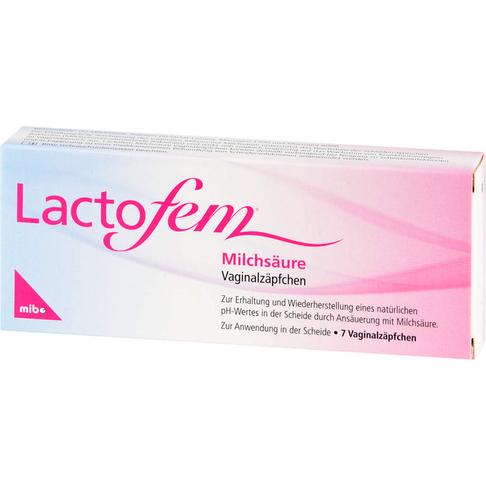 Lactofem Milchsäure Vaginalzäpfchen zur Erhaltung und Wiederherstellung eines natürlichen pH-Wertes in der Scheide, 7 pcs. Suppositories